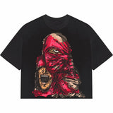 Street Unisex T-shirt Masked Gangster Cartoon Pattern