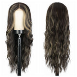 Women'S Wigs Silicone Mesh Lace gradual change Water ripple Long curly hair T Part Chemical fiber Headgear wigs