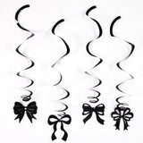 Themed Party Supplies Bowknot Birthday Banner – Glitter Cutout Letters & Spiral Hanging Decorations