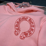 Chh Chrome Hearts autumn and winter pink horseshoe phantom LOGO hooded sweater
