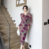 Women Dresses Slim-Fit Stand-out Figure Rose Dress