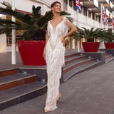 Women Dresses Feather Decoration Flowy High-End Temperament Dress