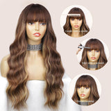 Women's Wigs Straight Bangs Long Wavy Gradient Wig
