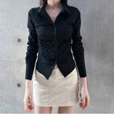 Women Sun Protection Shirt Elegant Pleated Commuter Shirt