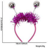 Themed Party Supplies Christmas Colorful Disco Ball Headband – 80s Themed Party Tinsel Hair Accessory