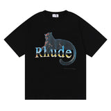 Rhude T Shirt Black Panther Letter Print Short Sleeve T-Shirt