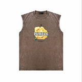 Purple Brand Distressed Tank T Shirts Distressed Sleeveless T-shirt Vest