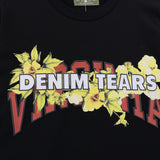 Denim Tears T Shirts Vintage Avatar Oil Painting Flower Letter Printing Men's and Women's Loose Casual Short-Sleeved T-shirt