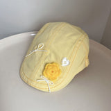 Y2k hot girl hat heavy industry macaron color bowsstereo flower forward hat dopamine travel sunshade beret