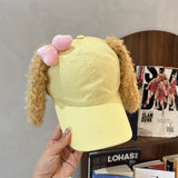 Y2k hot girl hat heavy industry cartoon cake three-dimensional big ears yellow peaked cap bows sunshade baseball cap