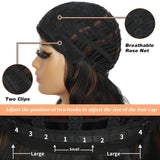 Women's Wigs Bob Cut Water Wave Bangs Highlighted Wig
