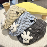 Y2k hot girl hat heavy industry mickey hand plaid sunshade duck tongue beret