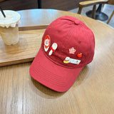 Y2k hot girl hat heavy industry cartoon red puppy baseball cap easiest for match sunshade peaked cap