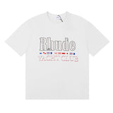 Rhude T Shirt Sailing Letter Coconut Logo Short Sleeve T-Shirt