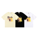 Rhude T Shirt gradual change color bird print short sleeve T-shirt