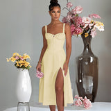 Women Dresses Fashion Casual Slim Fit Slit Sling High-End Dress Female (Hmr0410)