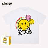 Drew T Shirts Short Sleeve T-shirt Smiley Face Letter Print