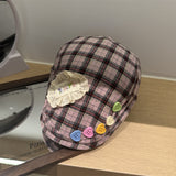 Y2k hot girl hat heavy industry reverse cap plaid beret