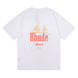 Rhude T Shirt Los Angeles RHUDE Sailing Letter Print Short Sleeve T-Shirt