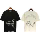 Palm Angels T Shirts Sketch Break Shark Alphabet Short Sleeve T-Shirt