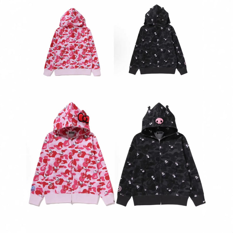 Bathing ape hoode bape co-branded hello kitty kuromi looseoutwearautum