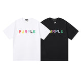 Purple Brand T Shirts Purple Micro Label Letter Pattern Printed Short Sleeve T-Shirt