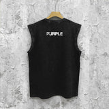 Purple Brand Distressed Tank T Shirts Distressed Sleeveless T-shirt Vest