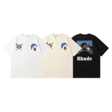 Rhude T Shir Sunset Snow Mountain Print Short Sleeve T-Shirt
