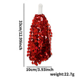 Themed Party Supplies Cheer Pom Pom with Stick Handle – Shiny Metallic Ball for Sports Events