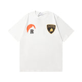 Rhude T Shirt Striped Sunset Snow Mountain Print Short Sleeve T-Shirt
