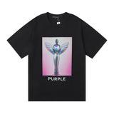Purple Brand T Shirts Purple Micro Label Letter Pattern Printed Short Sleeve T-Shirt