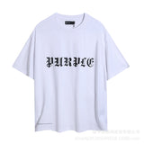 Purple Brand T ShirtsPurple Micro Label Letter Pattern Printed Short Sleeve T-Shirt