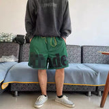 Rhude Shorts Letter Embroidery Drawstring Mesh Basketball Sports Shorts Beach Pants