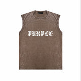 Purple Brand Distressed Tank T Shirts Distressed Sleeveless T-shirt Vest