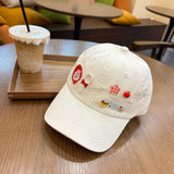Y2k hot girl hat heavy industry cartoon red puppy baseball cap easiest for match sunshade peaked cap