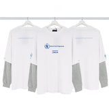 Men T-shirts Autumn and Winter Paris Grain Long Sleeve T-Shirt Crew Neck Loose Casual Bottom Shirt