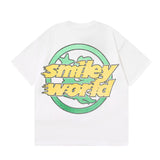 Hellstar T Shirt smiley world fashion earth print crew neck short sleeve T-shirt