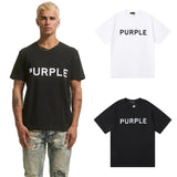 Purple Brand T Shirts Purple Micro Label Letter Pattern Printed Short Sleeve T-Shirt