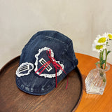 Y2k hot girl hat heavy industry stereolovebows denim washed retro duck tongue beret
