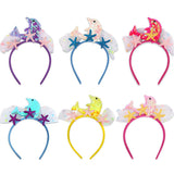 Themed Party Supplies Sequin Mermaid Tail Headband – Ocean Theme Birthday Party Decoration with Dolphin, Starfish & Mesh