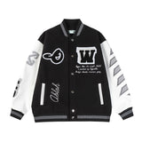 Off White Jacket Spring and Autumn OW Moon Letter Pattern Baseball Jacket Jacket