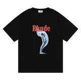 Rhude T Shirt Art Abstract Design Printed Short Sleeve T-Shirt