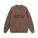 C.e sweatshirt early autumn fog seam-lined letter washed distressed crewneck pullover sweatshirt