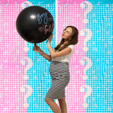 Themed Party Supplies Baby Gender Reveal Foil Fringe Curtain – 1m x 2m Pink & Blue Party Backdrop Decoration