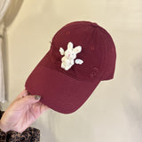 Y2k hot girl hat heavy industry cartoon rabbit washed hole baseball cap outdoor sunshade peaked cap