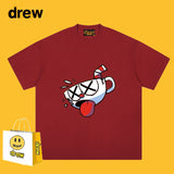 Drew T Shirts Cotton Short Sleeve Anime Smiley Face