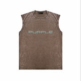 Purple Brand Distressed Tank T Shirts Distressed Sleeveless T-shirt Vest