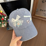 Y2k hot girl hat heavy industry five-pointed star bows baseball cap cartoon peaked cap