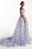 Women Party Dress Fashionable Temperament Flower Print Evening Dress (Ss0416)