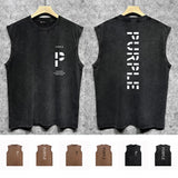 Purple Brand Distressed Tank T Shirts Distressed Sleeveless T-shirt Vest